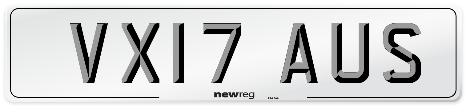 VX17 AUS Number Plate from New Reg